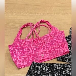 BuffBunny Pink Sports Bra with White Dots